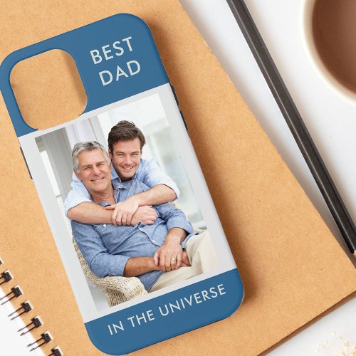 Best Dad in the Universe Custom Photo  Blue Stone iPhone 12 Pro Max Case