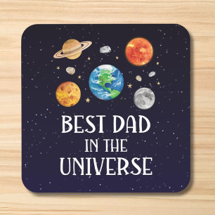 Best Dad in The Universe Funny Quote Fathers Day Beverage Coaster