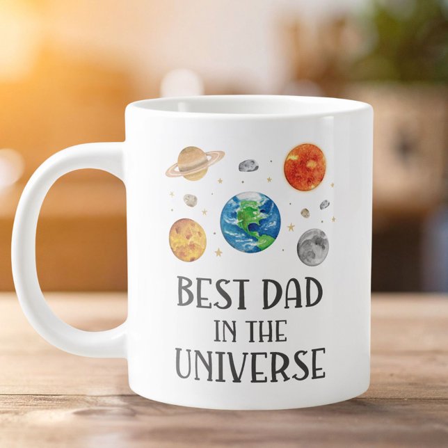 Best Dad in The Universe Funny Quote Fathers Day  Giant Coffee Mug (Creator Uploaded)
