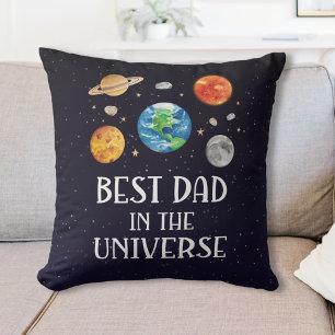 Best Dad in The Universe Funny Quote Fathers Day Throw Pillow