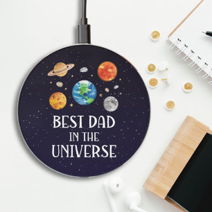 Best Dad in The Universe Funny Quote Fathers Day Wireless Charger