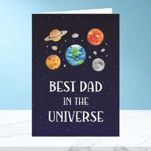Best Dad in The Universe Quote Fathers Day Folded Card