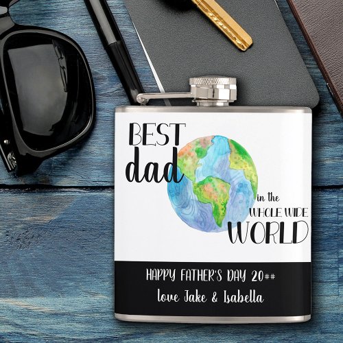 Best Dad in the Whole Wide World Fathers Day Flask