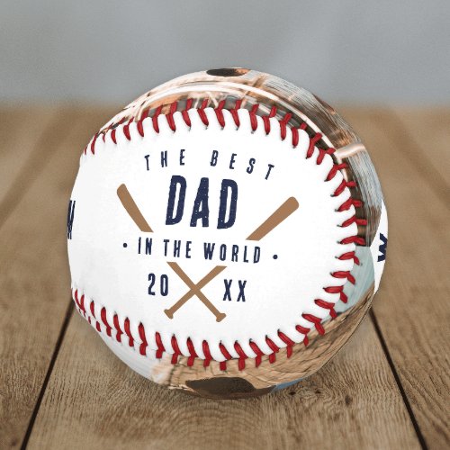 Best Dad In The World 2 Photo Monogram Fathers Day Baseball