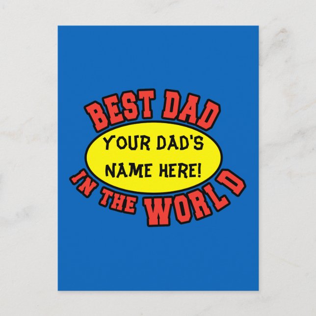 Best Dad in the World Customize Father's Day Postcard (Front)