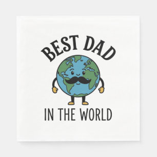 Best Dad in the World Earth Mustache Shirt Design_ Napkins