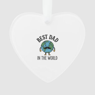 Best Dad in the World Earth Mustache Shirt Design_ Ornament