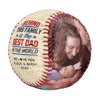 Best Dad In The World Family Photos Rustic Look Baseball by UrHomeNeeds at Zazzle
