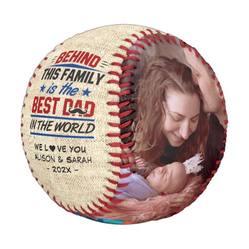 Best Dad in the World Family Photos Rustic Look Baseball