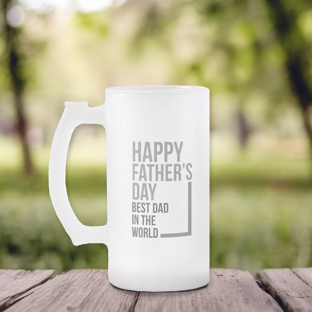 Best Dad in the World Father's Day Frosted Glass Beer Mug (Best dad in the world Father's day frosted glass mug.)