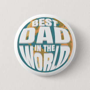 Best Dad in the World Father's Day Retro Earth Button