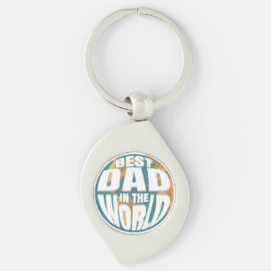 Best Dad in the World Father's Day Retro Earth Keychain