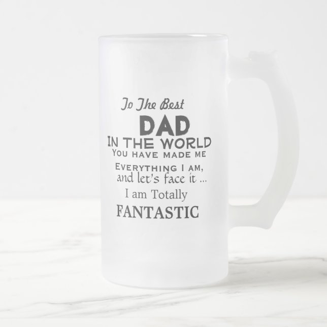 Best Dad in the World FUNNY FATHER GIFT Frosted Glass Beer Mug (Right)