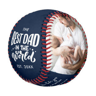 Best Dad in the World Photos Personalized Baseball
