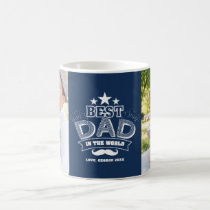 Best Dad in the World Two Photo Blue Father's Day Coffee Mug