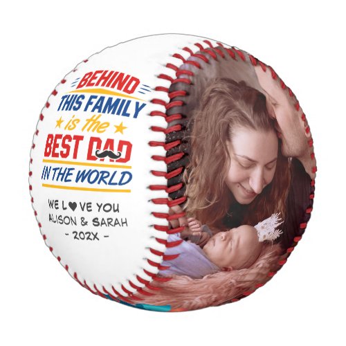 Best Dad in the World Typography Family Photos Baseball