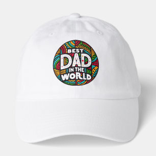 Best Dad In The World - Vibrant Rainbow Mosaic Hat