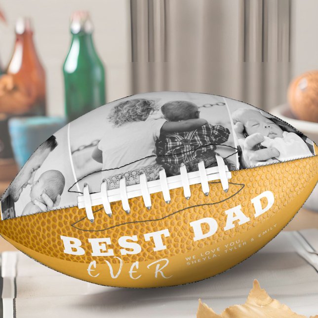 Best Dad Leather Father`s Day 3 Photo Collage Football (Creator Uploaded)