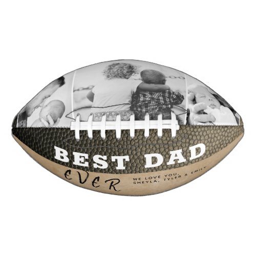 Best Dad Leather Print 3 Photo Collage Football