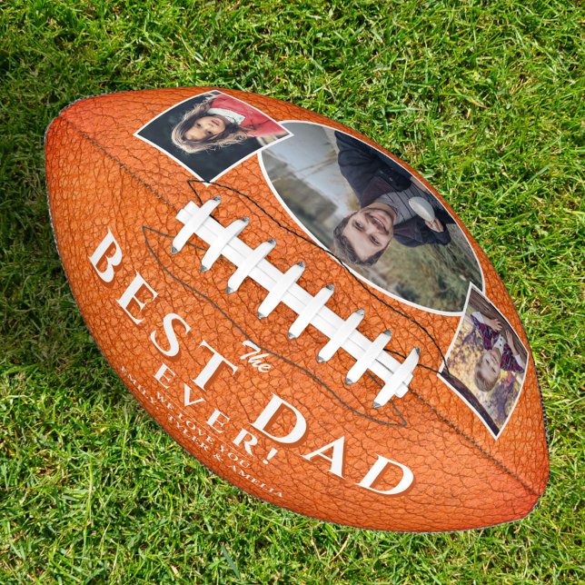 Best Dad Leather Print Father`s Day 3 Photos Football (Creator Uploaded)