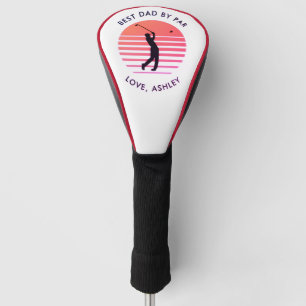 Best Dad Love red and purple unique design leather Golf Head Cover