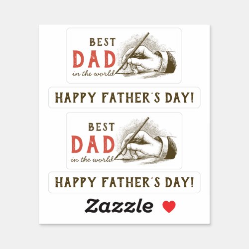 Best Dad Male hand holding a fountain pen Vintage Sticker