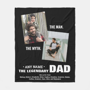 Best DAD Man Myth Legend Personalized Photo Fleece Blanket