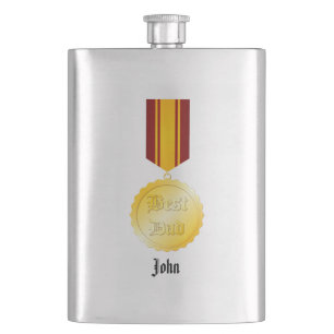 Best Dad Medal Brooch Father’s Day Flask