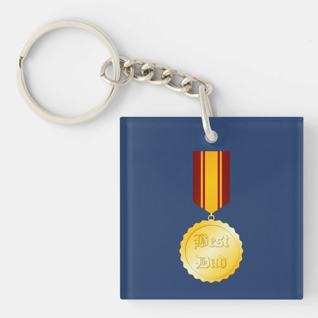 Best Dad Medal Brooch Father’s Day Keychain (Front)