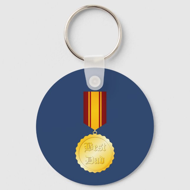 Best Dad Medal Brooch Father’s Day Keychain (Front)
