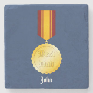 Best Dad Medal Brooch Father’s Day Stone Coaster