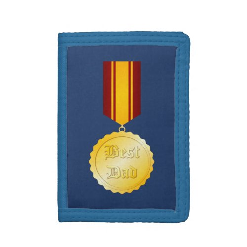 Best Dad Medal Brooch Fathers Day Trifold Wallet