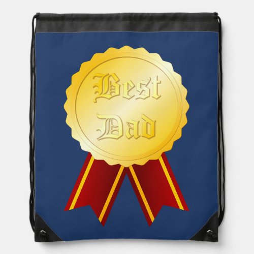 Best Dad Medal Ribbon Drawstring Bag