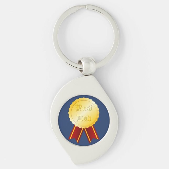 Best Dad Medal Ribbon Father’s Day Keychain (Front)