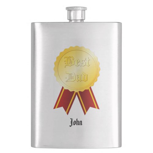 Best Dad Medal Ribbon Flask