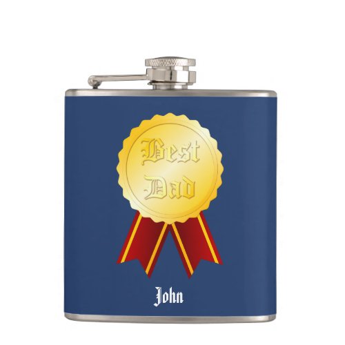 Best Dad Medal Ribbon Flask