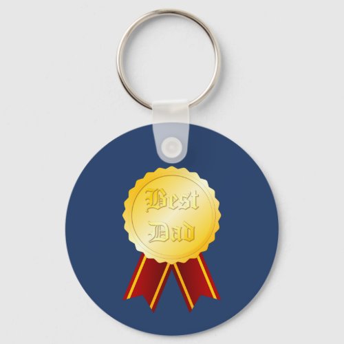 Best Dad Medal Ribbon Keychain