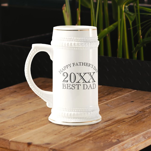 Best Dad Message Year Father's Day Beer Stein (For the Best Dad on Father's day. Add a year and a short message too)