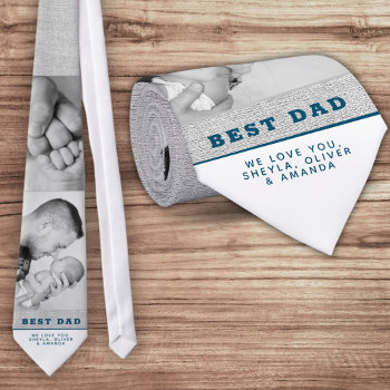 Best Dad Modern Blue Father`s Day 2 Photo Collage Neck Tie by OneLook at Zazzle