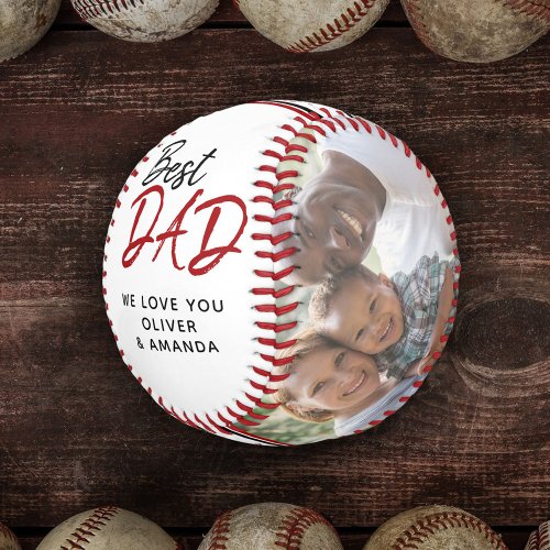 Best Dad Modern Script Fathers Day Photo Baseball