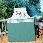 Best Dad Modern Turquoise Script Father`s Day Apron<br><div class="desc">Best Dad Modern Turquoise Script Father`s Day Apron. Modern apron with a Best Dad in a trendy script. The design has stripes in different turquoise colors. Great gift idea for a dad,  especially on Father`s Day and birthday.</div>