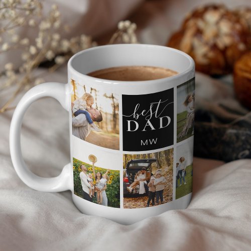 Best Dad Monogram Photo Collage  Coffee Mug
