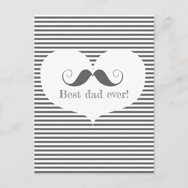 Best dad! Moustache & Grey Stripes - Father's Day Postcard (Front)