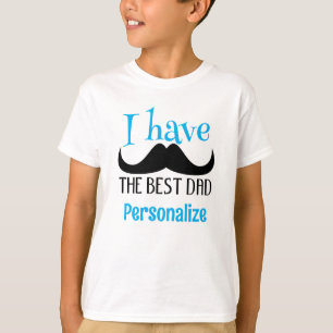 Best dad mustache fathers day Custom blue text boy T-Shirt
