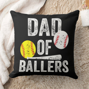 Best Dad of Ballers Ever and Softball Player Throw Pillow