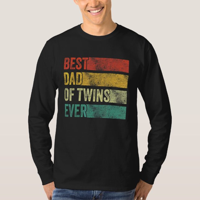 Best Dad Of Twins Pregnancy Announcement Funny Vin T-Shirt (Front)