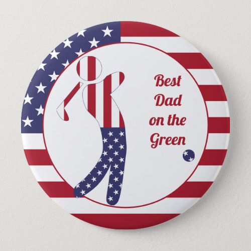 Best Dad on the Green  US Flag Golf Player Button
