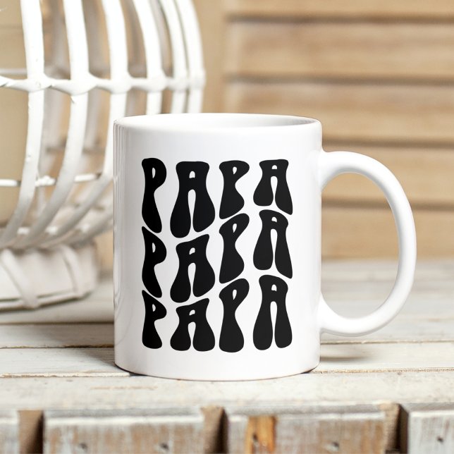 Best Dad - Papa Bold Black And White Father's Day Coffee Mug (Creator Uploaded)