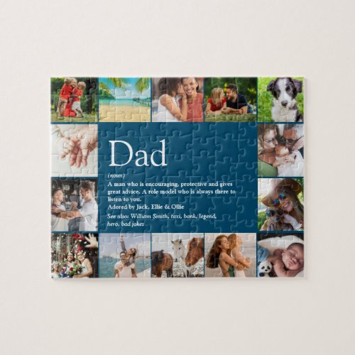 Best Dad Papa Father Definition 14 Photo Blue Jigsaw Puzzle