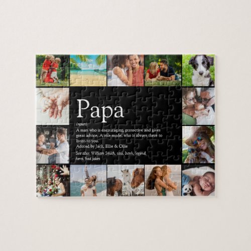Best Dad Papa Father Definition 14 Photo Fun Black Jigsaw Puzzle
